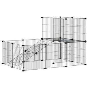 vidaXL Augintinių narvas, 20 segmentų, juodas, 105x70x70cm, plienas