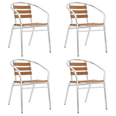 vidaXL Sudedamos sodo kėdės, 4vnt., sidabrinės, aliuminis ir WPC