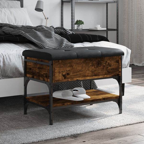 vidaXL Batų suoliukas, dūminio ąžuolo, 62x42x45cm, apdirbta mediena