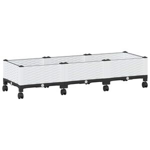 vidaXL Sodo puodynė su ratukais Balta 120 x 40 x 33 cm PP