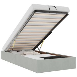 vidaXL Osmanų lovos rėmas be čiužinio, pilkas, 100x200 cm, aksomas