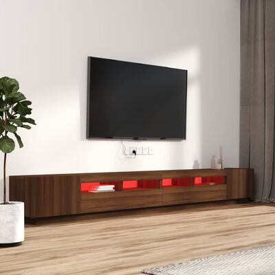 vidaXL TV spintelių komplektas su LED, 3 dalių, rudas ąžuolo, mediena