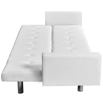vidaXL Sofa lova su atlošu, balta, dirbtinė oda