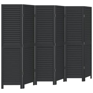 vidaXL Kambario pertvara, 6 segmentai, juoda, paulovnijos mediena