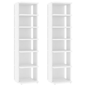 vidaXL Spintelės batams, 2vnt., baltos, 27,5x27x102cm apdirbta mediena