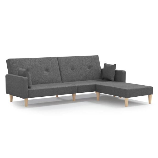 vidaXL Dvivietė sofa-lova su pakoja, &scaron;viesiai pilkos spalvos, audinys