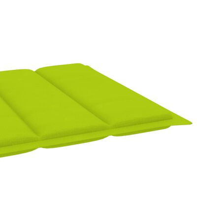 vidaXL Saulės gultas su šviesiai žaliu čiužiniu, tikmedžio masyvas