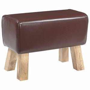vidaXL suoliukas 60 x 30 x 45 cm Tikra oda Tamsiai rudas