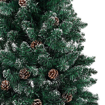 vidaXL Kalėdų eglutė su tikra mediena ir baltu sniegu, žalia, 210cm