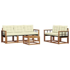 vidaXL Lauko sofos komplektas su pagalve 6 pcs Natūralus ir grietinėlė