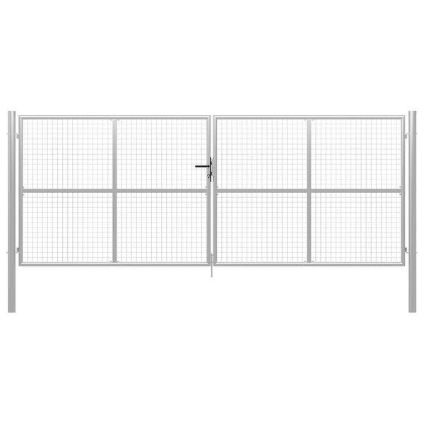 vidaXL Sodo vartai, cinkuotas plienas, 400x150 cm, sidabriniai