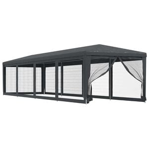 vidaXL Proginė palapinė su 10 tinklinių sienų, antracito, 3x12m, HDPE