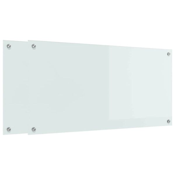 vidaXL Virtuvės užpakalinė plokštė 2 pcs Balta 100 x 50 cm