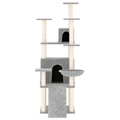 vidaXL Draskyklė katėms su stovais iš sizalio, šviesiai pilka, 154cm