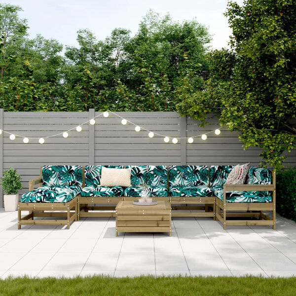 vidaXL Sodo sofos komplektas, 8 dalių, impregnuota pu&scaron;ies mediena