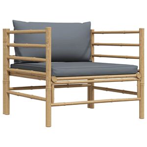 vidaXL Sodo sofa su tamsiai pilkomis pagalvėlėmis, bambukas