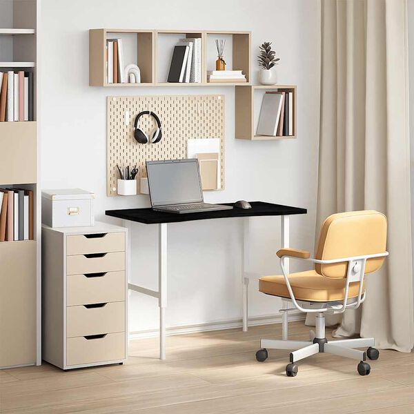 vidaXL Ra&scaron;omojo stalo stalvir&scaron;is, tamsiai rudos, ąžuolo, stačiakampis