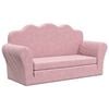 vidaXL Vaiki&scaron;ka dvivietė sofa-lova, rožinės spalvos, mink&scaron;tas pliu&scaron;as