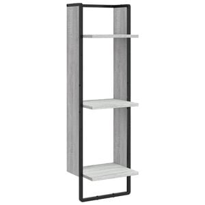 vidaXL Sieninė lentyna, 3 auk&scaron;tų, pilka, 30x25x100cm, apdirbta mediena