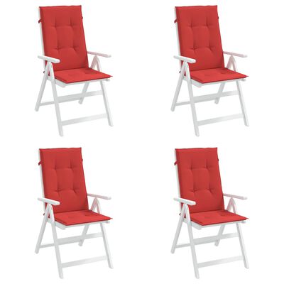 vidaXL Sodo kėdės pagalvėlės, 4vnt., raudonos, 120x50x3cm, audinys