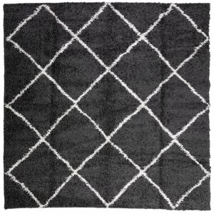 vidaXL Shaggy kilimas PAMPLONA, juodas ir kreminis, 120x120cm