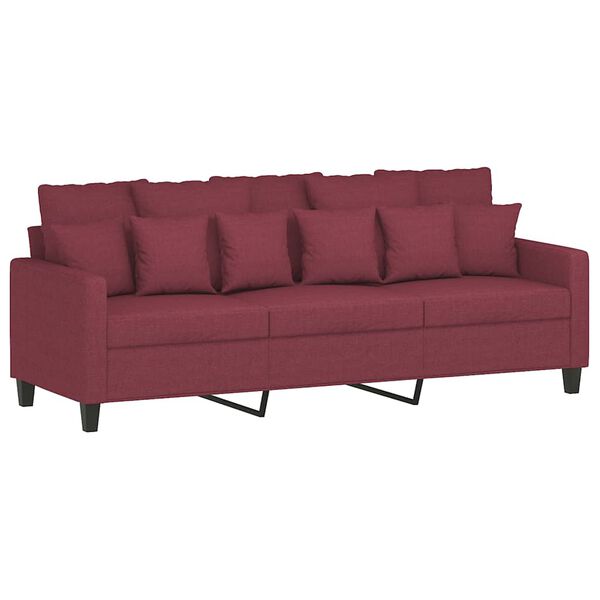 vidaXL Trivietė sofa, raudonojo vyno spalvos, 180cm, audinys