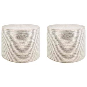 vidaXL Juto virvė 2 vnt. 2 mm Balta 100% Tossa jutas