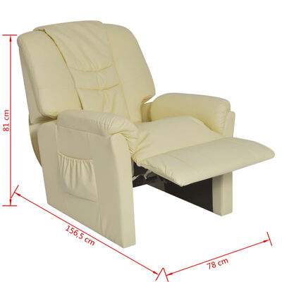 vidaXL Shiatsu masažinė kėdė, kreminė balta, dirbtinė oda