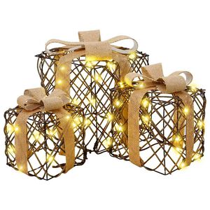 vidaXL Ap&scaron;viesta Kalėdinė Dovana 3 vnt. 150 LED &Scaron;ilta balta
