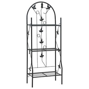 vidaXL Stovas augalams, 3 auk&scaron;tų, juodos spalvos, 52x28x128cm, geležis