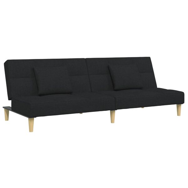 vidaXL Dvivietė sofa-lova su pakoja, juodos spalvos, audinys
