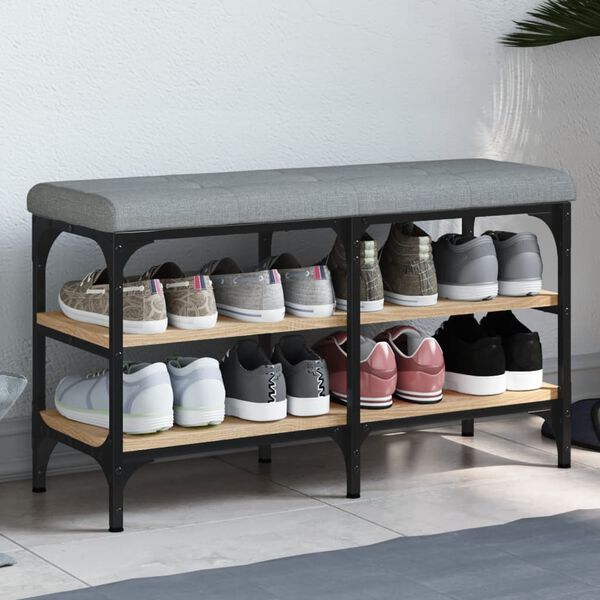 vidaXL Batų suoliukas, sonoma ąžuolo, 82x32x47cm, apdirbta mediena