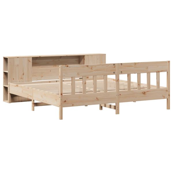 vidaXL Lova su knygų spinta be čiužinio, 180x200cm, pu&scaron;ies masyvas