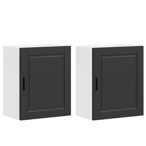 vidaXL virtuvės sieninės spintelės 2 vnt "Porto" Black Engineered Wood