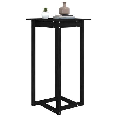 vidaXL Baro stalas, juodas, 60x60x110cm, pušies medienos masyvas