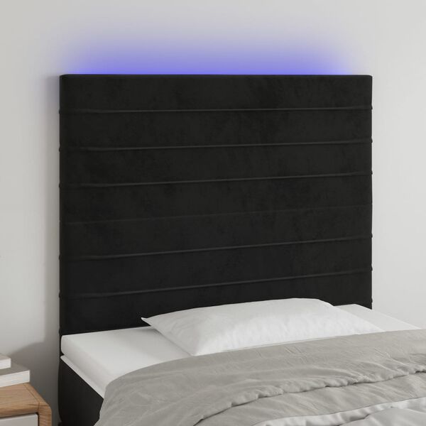 vidaXL Galvūgalis su LED, juodos spalvos, 100x5x118/128cm, aksomas