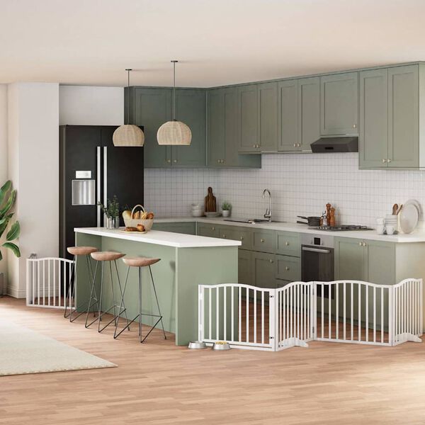 vidaXL Varteliai &scaron;unims su durimis, 6 segmentai, balti, 480cm, tuopa