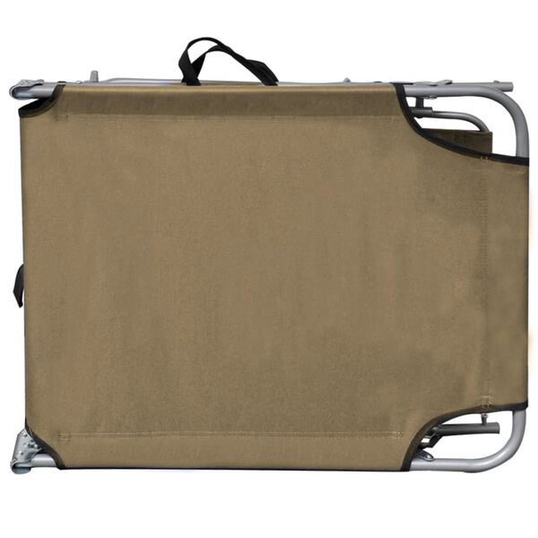 vidaXL Sulankstomas saulės gultas su stogeliu, taupe, aliuminis