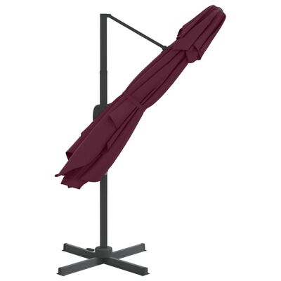 vidaXL Gembės formos skėtis su dvigubu viršumi, bordo, 400x300cm