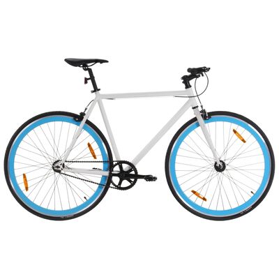vidaXL Fiksuotos pavaros dviratis, baltas ir mėlynas, 700c, 59cm