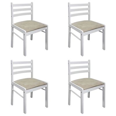vidaXL Valgomojo kėdės, 4vnt., baltos, bukmedžio masyvas ir aksomas