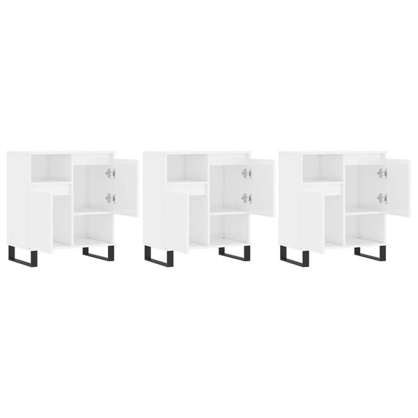 vidaXL &Scaron;oninės spintelės, 3vnt., baltos, apdirbta mediena, blizgios