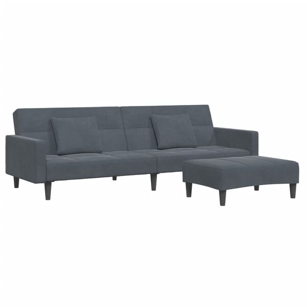 vidaXL Dvivietė sofa-lova su pakoja, tamsiai pilkos spalvos, aksomas