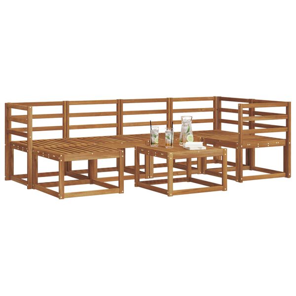 vidaXL Lauko sofos komplektas 7 pcs Natūrali ir &scaron;viesiai pilka