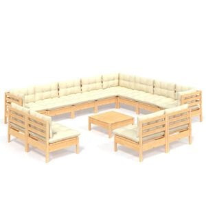 vidaXL Sodo komplektas su kreminėmis pagalvėlėmis, 13 dalių, pu&scaron;is