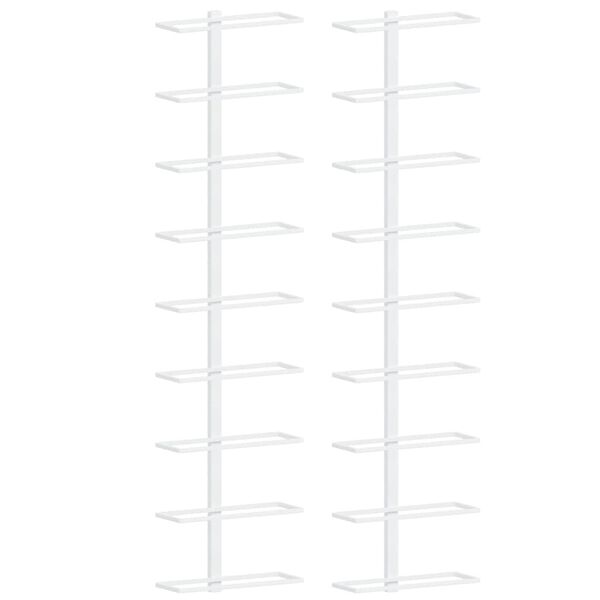 vidaXL Prie sienos montuojami vyno laikikliai, 2vnt., balti, geležis