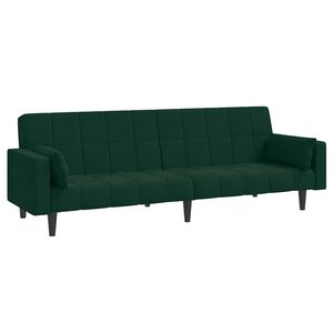 vidaXL Dvivietė sofa-lova su dvejomis pagalvėmis, žalia, aksomas