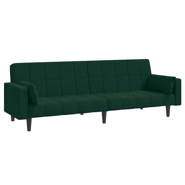 vidaXL Dvivietė sofa-lova su dvejomis pagalvėmis, žalia, aksomas