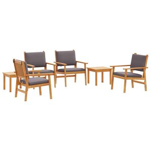 vidaXL Sodo Sofų Rinkinys 6 pcs Ruda Kietos akacijos mediena