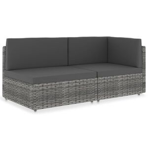 vidaXL Modulinė dvivietė sofa, pilkos spalvos, poliratanas
